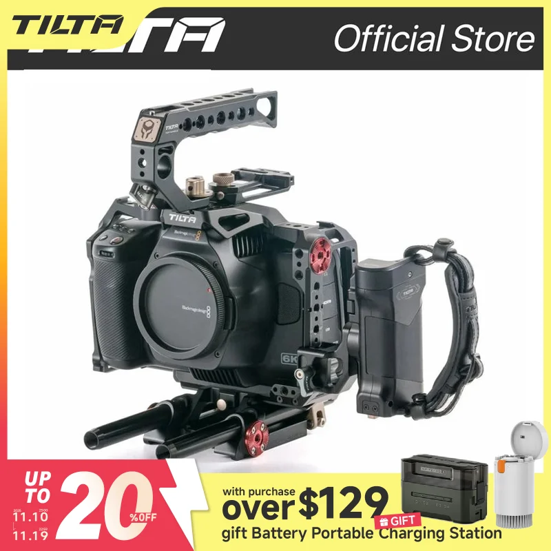 TILTA TA-T11-A for BMPCC 6K Pro/G2 Camera Cage for BMPCC 6K Pro Dslr Rig Accessory top Handle R/S cable Baseplate