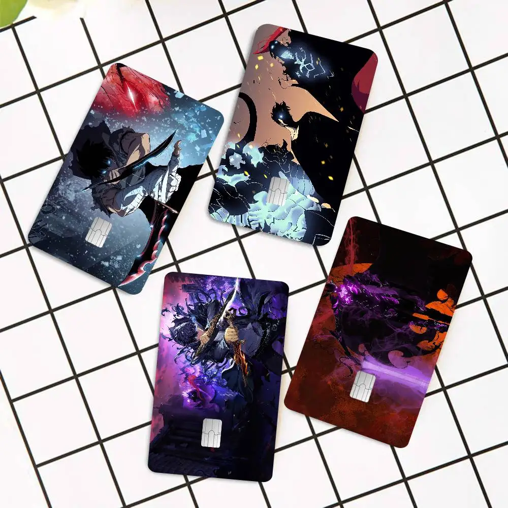 Anime Solo Leveling Credit Card Skin Stickers No Adhesive Residue Water Proof For VISA Credit Card Subway Access Card