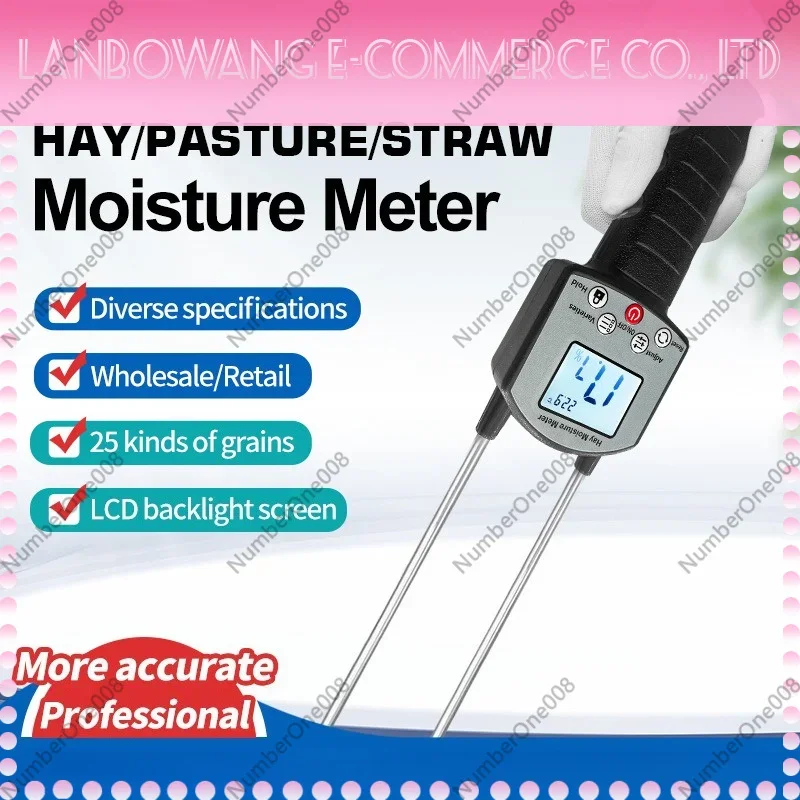 Hay Forage Moisture Meter， Portable Bale Hay Tester for Alfalfa Grass Silage