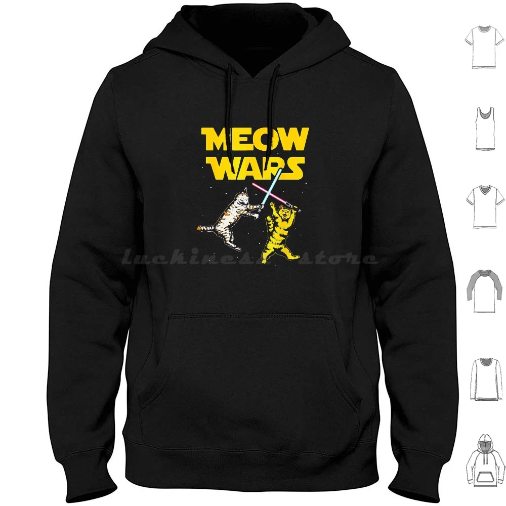 Meow Wars-Funny Cat Lover Hoodies Long Sleeve Meow Wars Funny Cat Lover T Shir