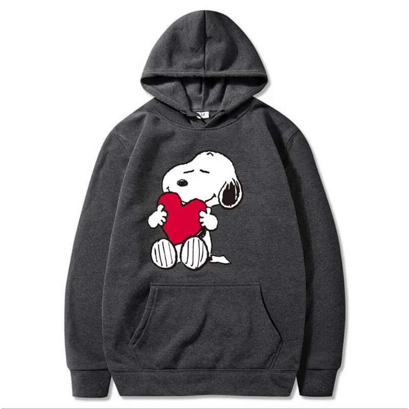 Cartoon Anime Love Snoopy Women\'s Pullover Spring and Autumn Men\'s Extra Large Sweatshirt 2024 New Fashion Couple Hoodie