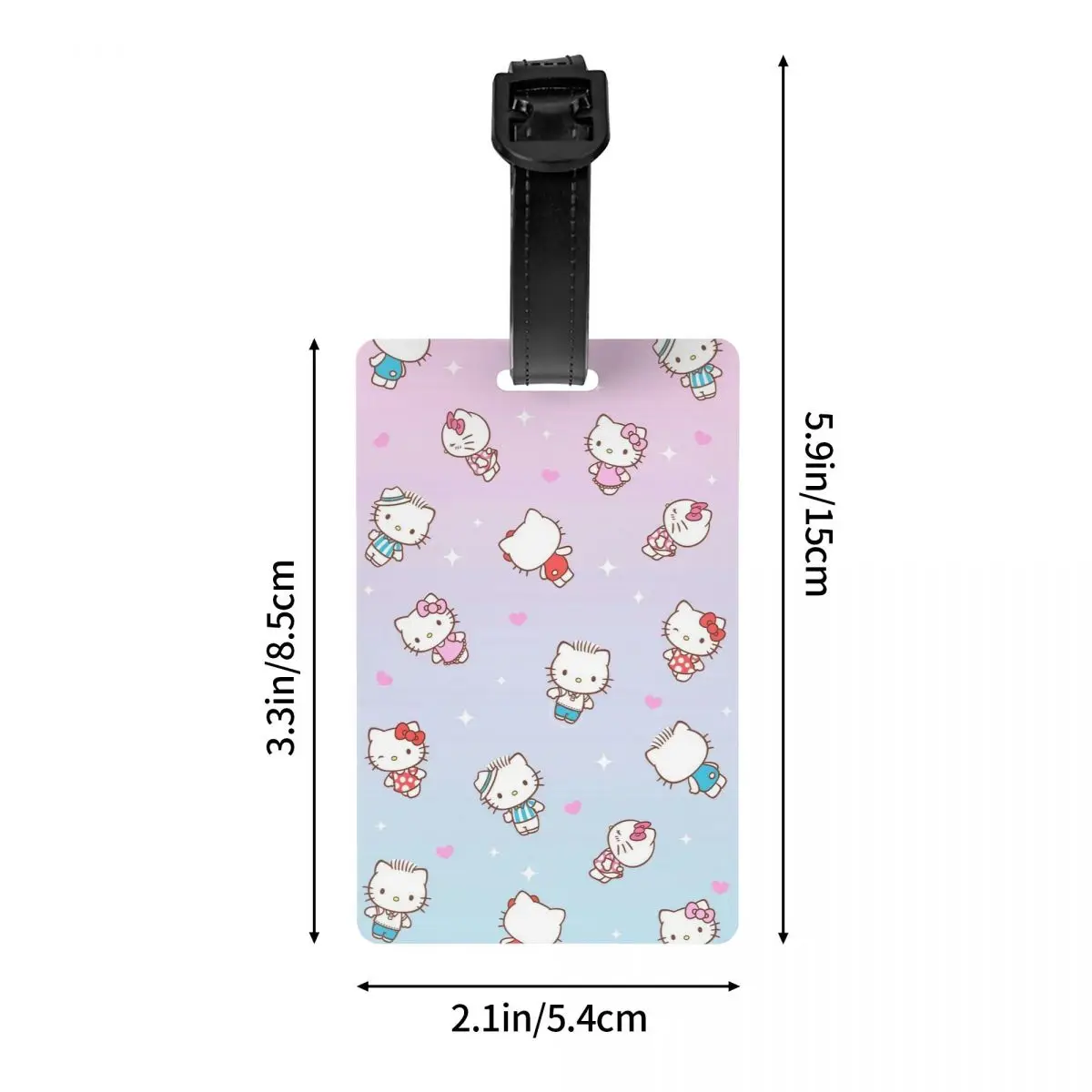 Hello Kitty Cartoon Patroon Bagagelabel Met Naamkaart Privacy Cover Id Label Voor Reiskoffer