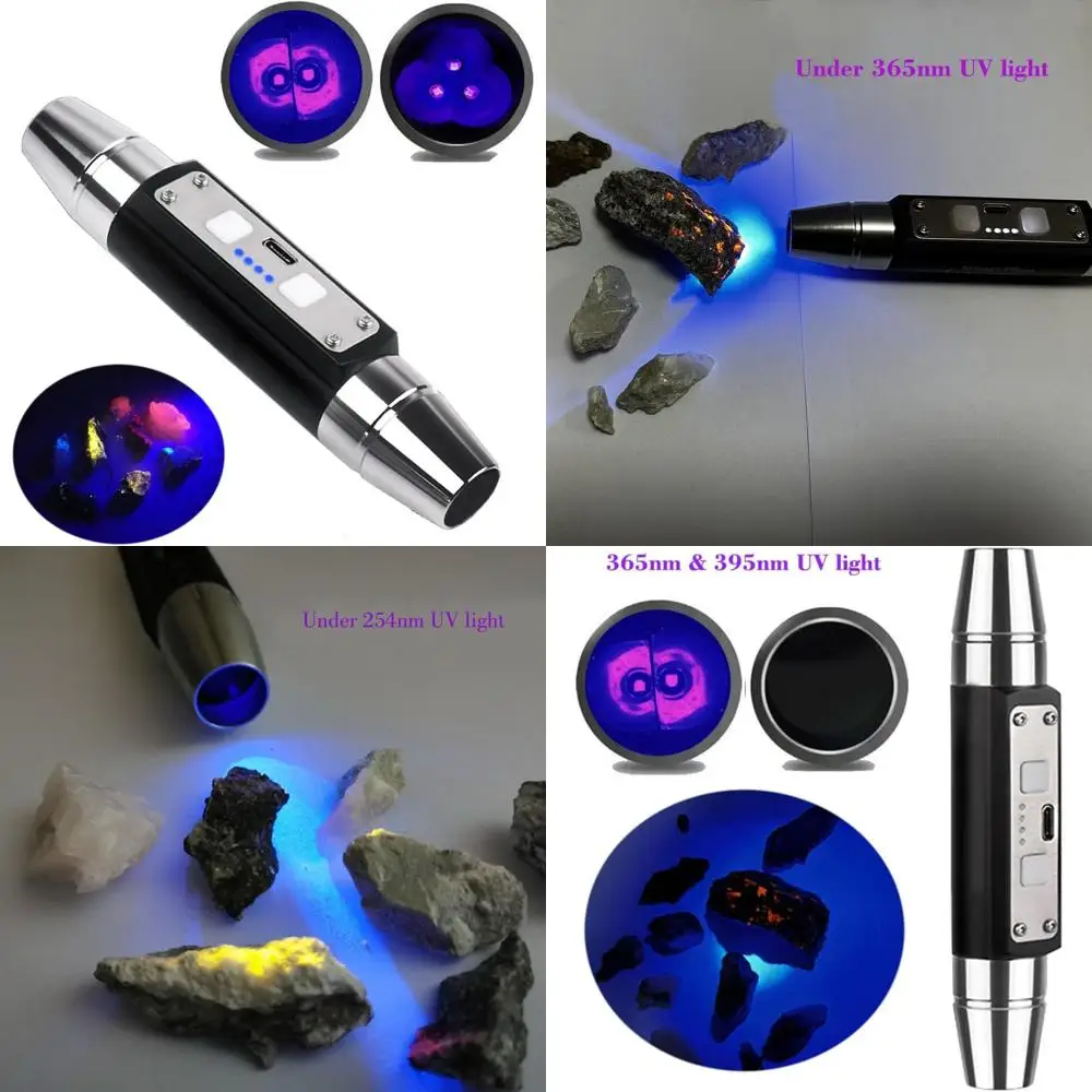 

UVC 254nm & UVA 365nm LED Flashlight for Fluorescent Mineral Activation, Phosphor Detection, and Banknote Verification