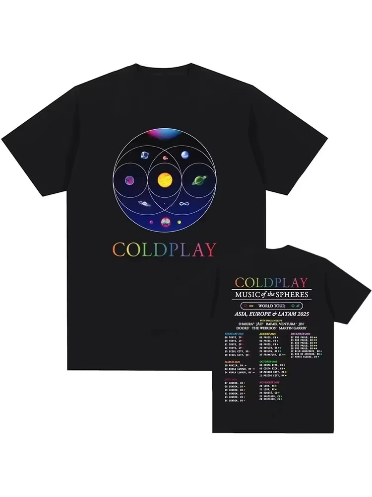 Unisex Coldplay 2026 Summer Music Festival World Tour Heavy Metal Fashion Pattern Cotton Women And Men T-Shirt