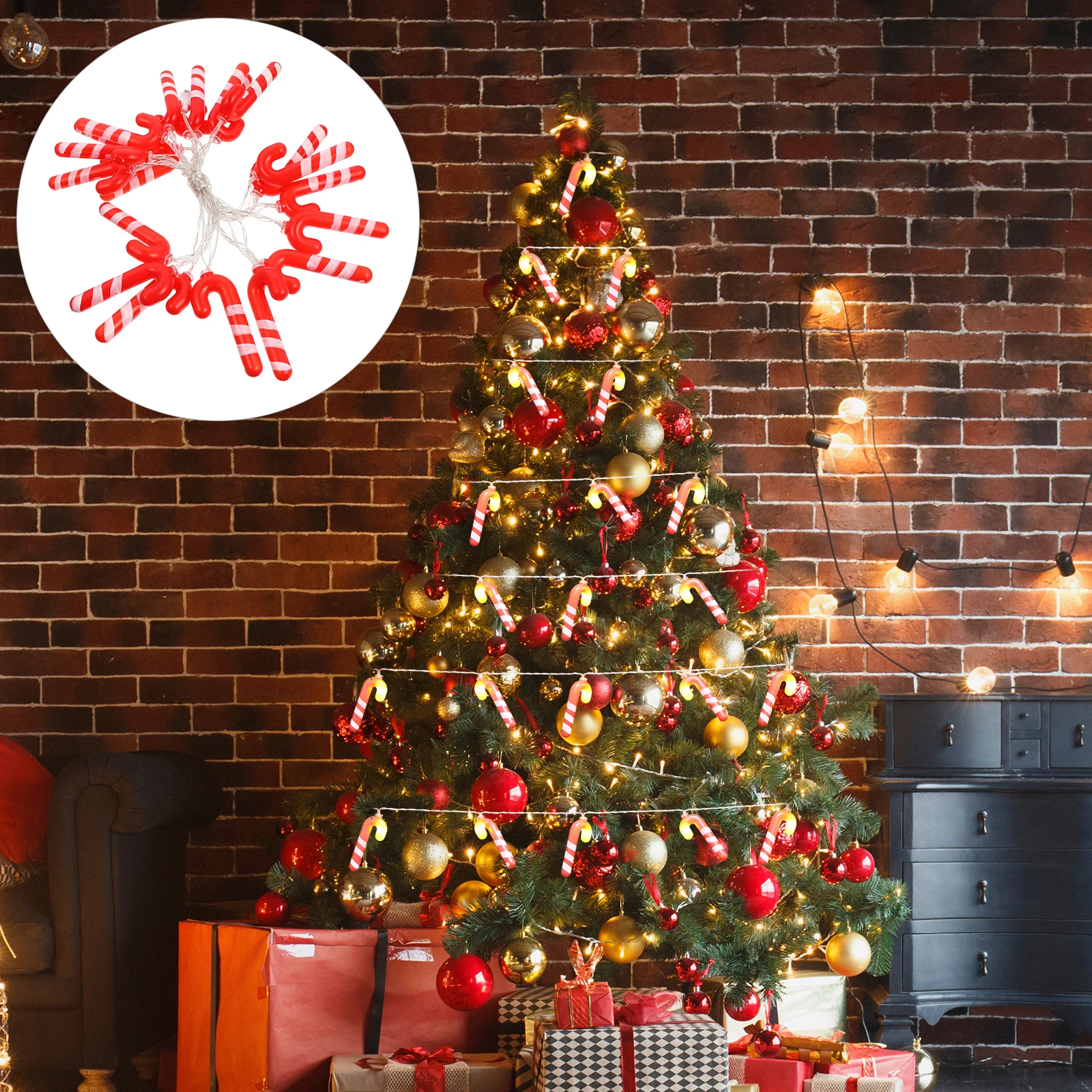 

1Set LED Decoration Light String Candy Cane Shape Creative Lamp for Christmas Tree Home Party Festive Brightness Xmas