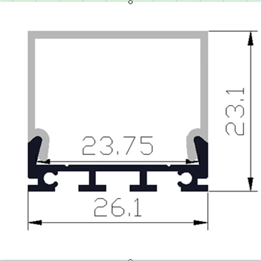 23mm Square PC Cover LED Aluminum Profile Extrusion 26x23mm Heat Sink Aluminum Plate Lamp Holders Bases Strip Light Diffuser