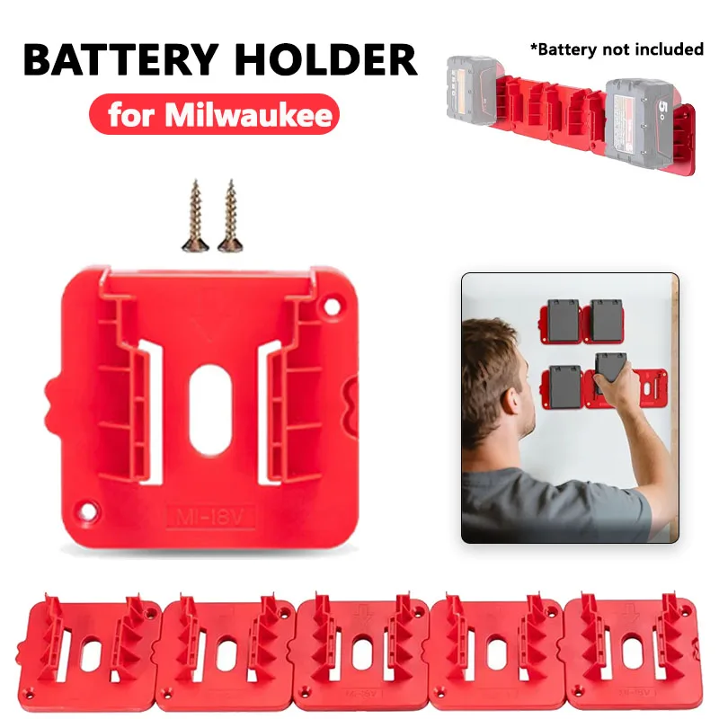 1/2/5/10PCS Battery Holder For Milwaukee M18 18V Lithium Battery Can Be Fixed On The Wall with Screws