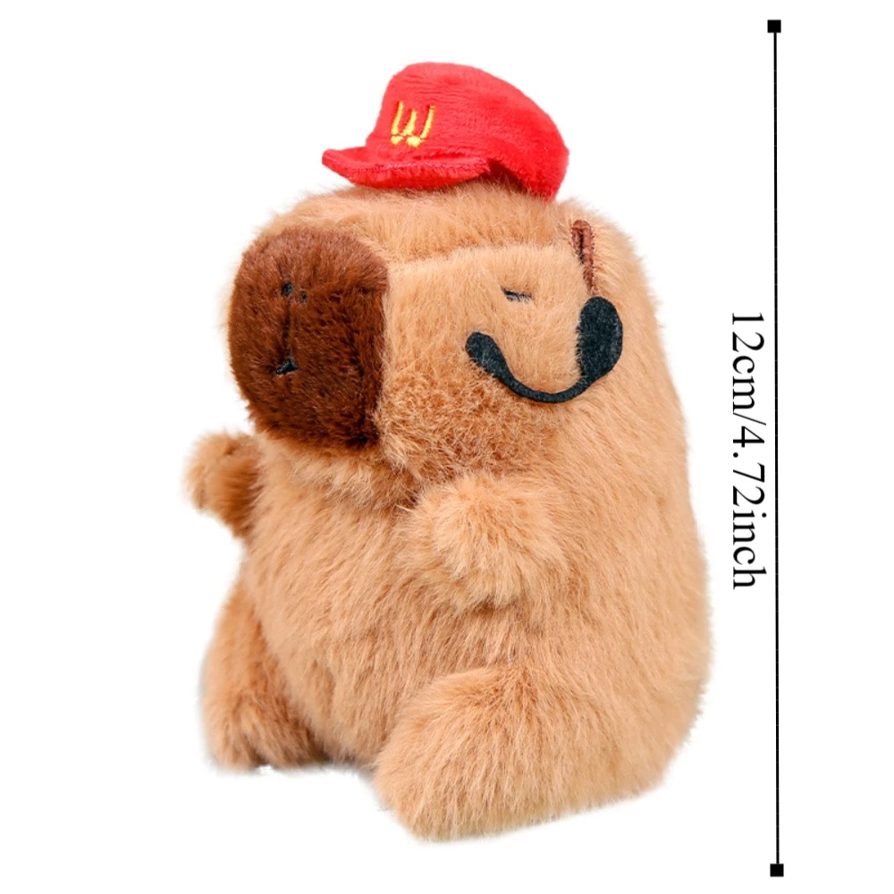 Brown Doll Plush Capybara Key Ring Food Cross Dressing Plush Capybara Pendant Funny Fur Cartoon Animal Keychain Girls