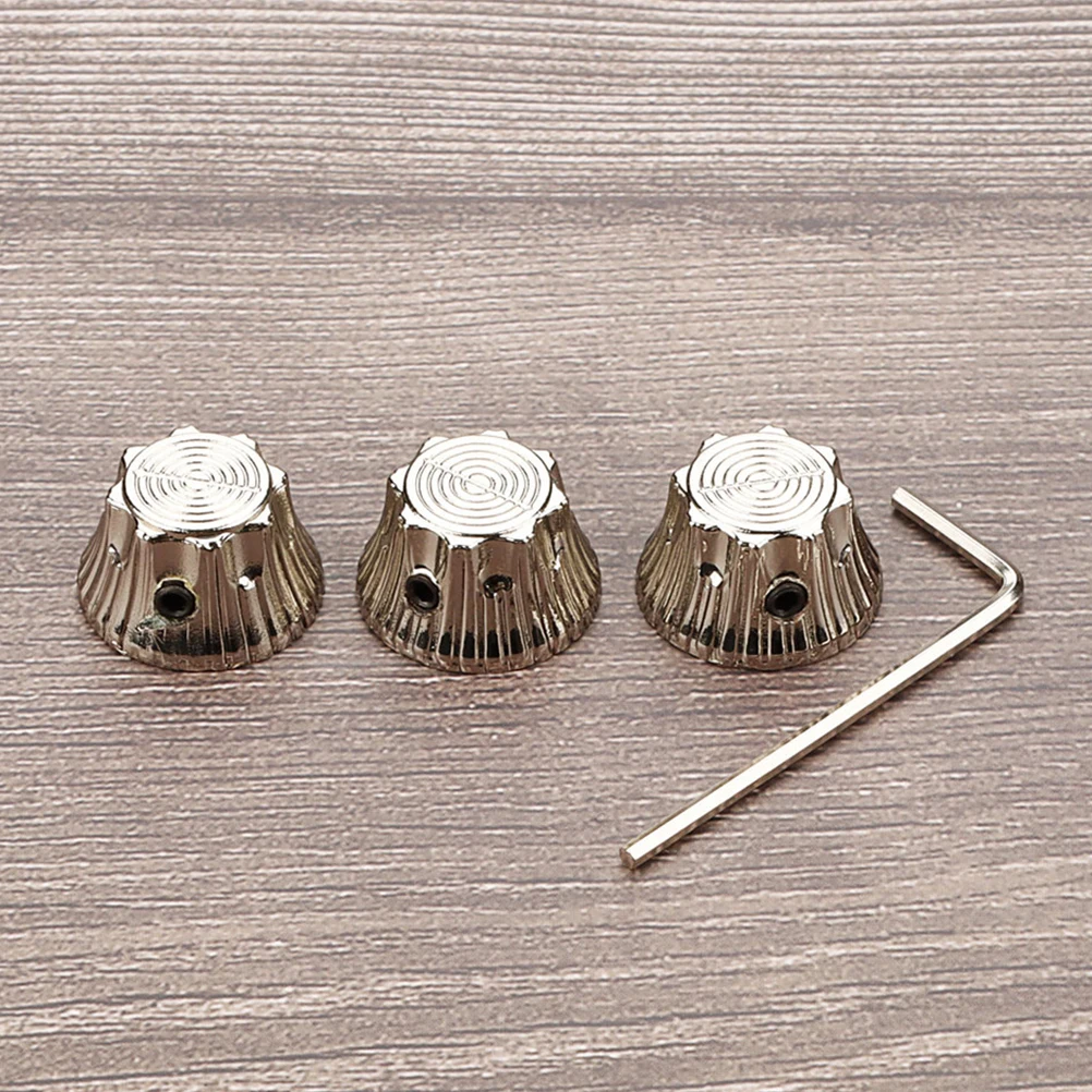 

4Pcs Metal Guitar Knobs Sunflower Design Volume Tone Control Electric Guitar Parts Compatible with Jazz Bass Silver