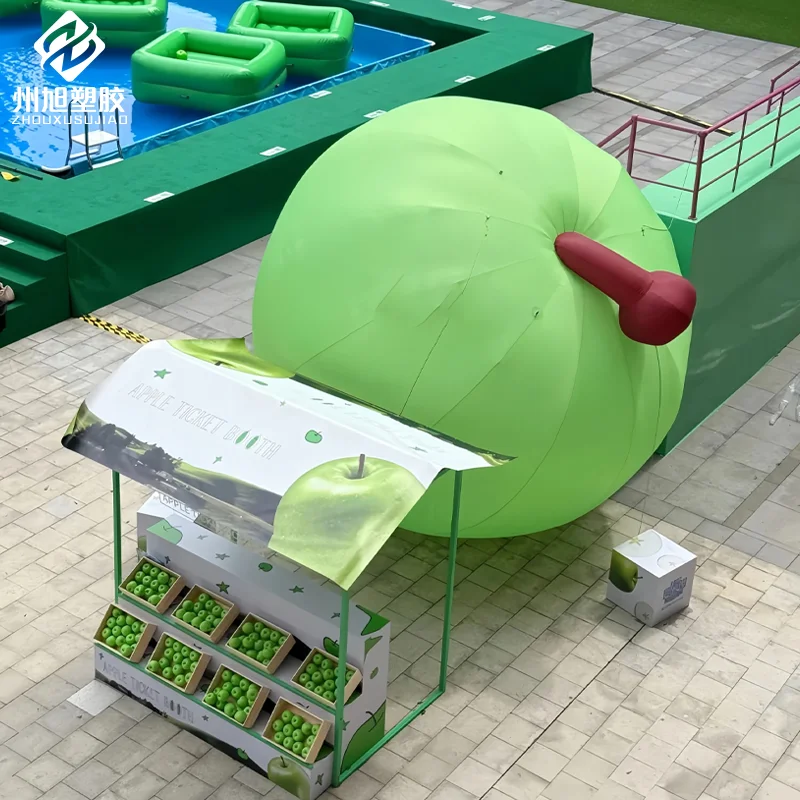Modelli gonfiabili personalizzati di aria mela verde oggetti di scena estivi per la decorazione esterna nei centri commerciali