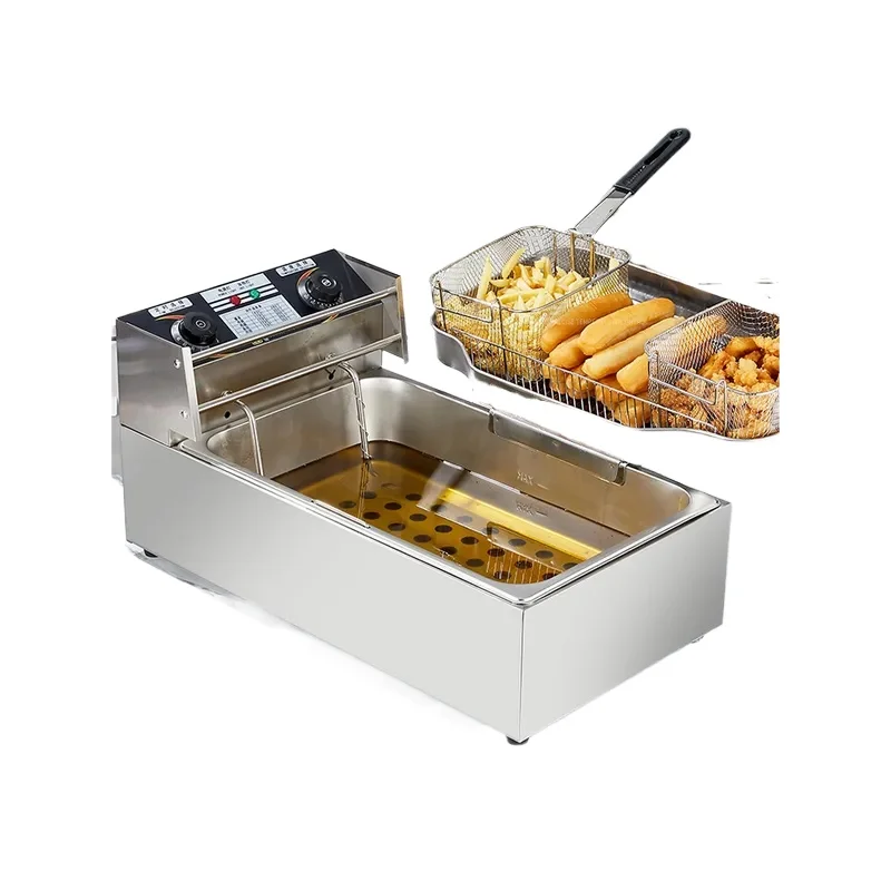 for Single Cylinder Electric Fryer Commercial Stall Large Capacity Skewer Constant Temperature Fritter French Fries Machine
