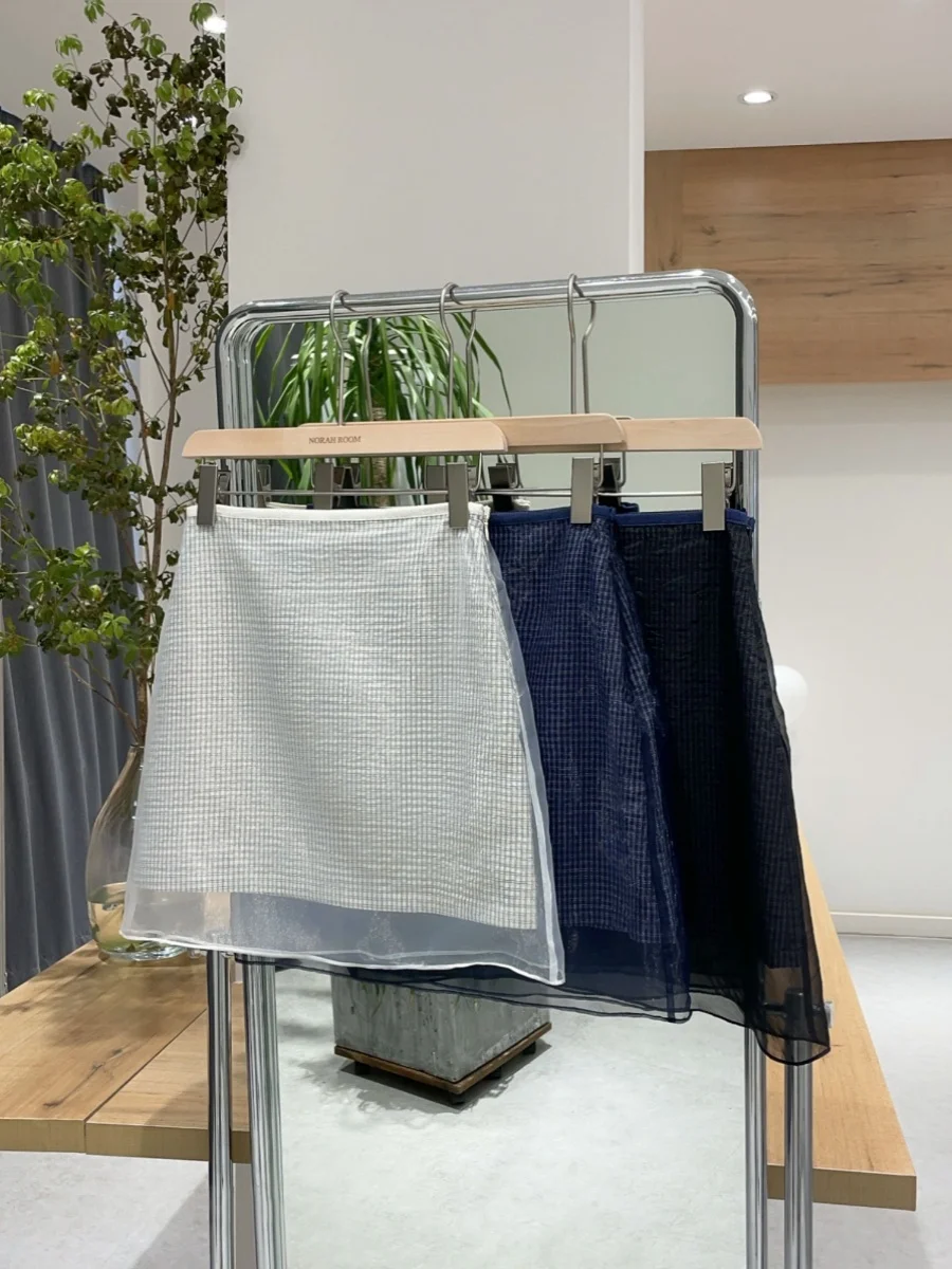 

Nolara Authentic Brand Plaid Skirt High Waist A-Line Korean Sle Casual Wear Polyester Fabric Silk