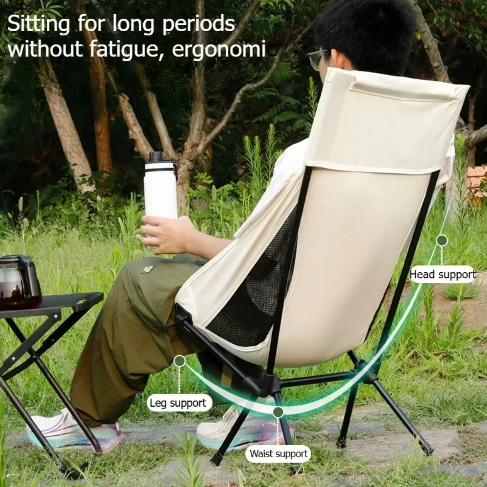 Outdoor Breathable Moon Chair Lightweight and Portable Space Chair Folding Chair with Backrest Fishing Beach Camping Chair view 2