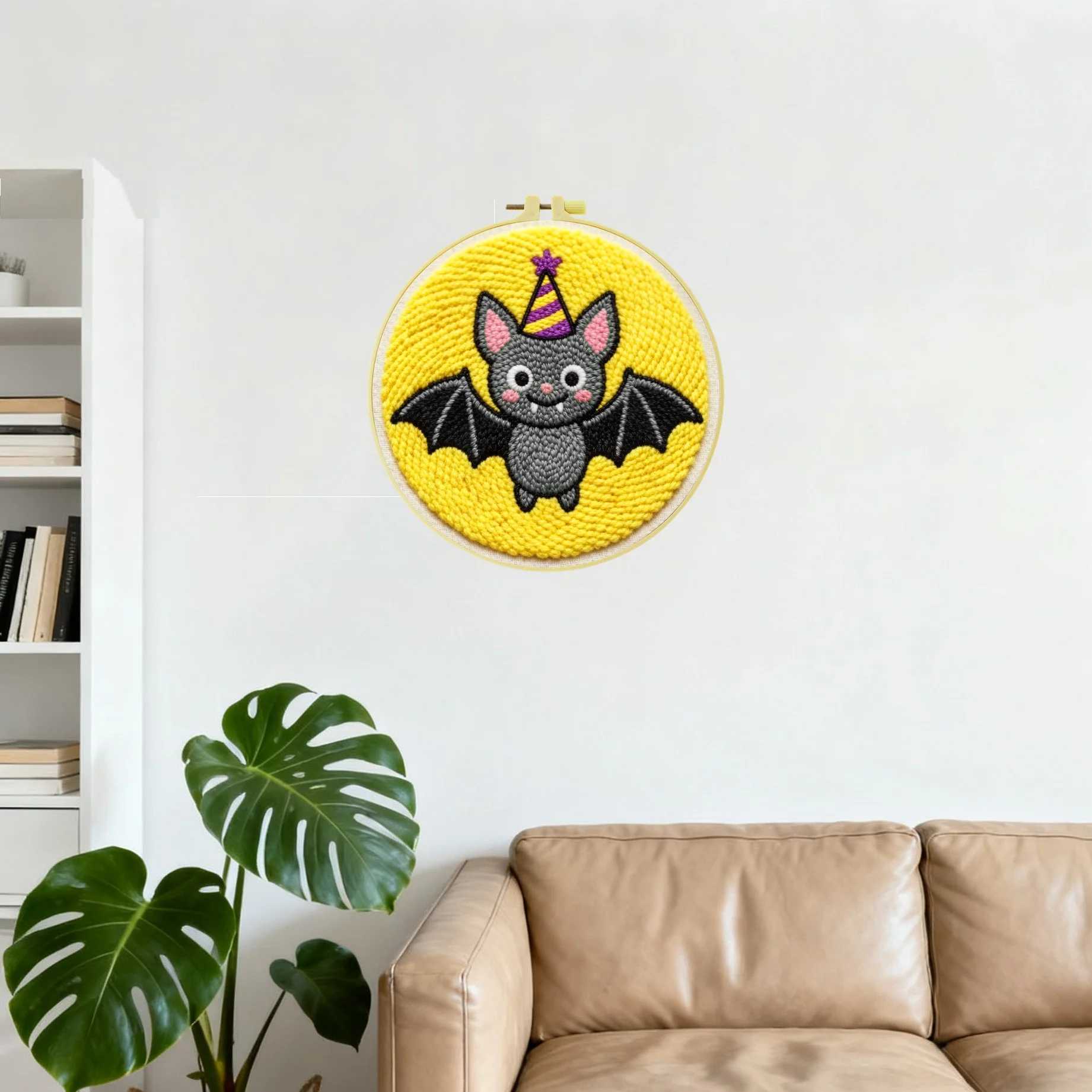 Anfänger-Halloween-Punch-Needle-Stickerei-Set 20x20cm 1 Stück Entspannendes Grusel-Geist-Kürbis-DIY-Set für Süßes oder Saures Partydekoration – Detail 2