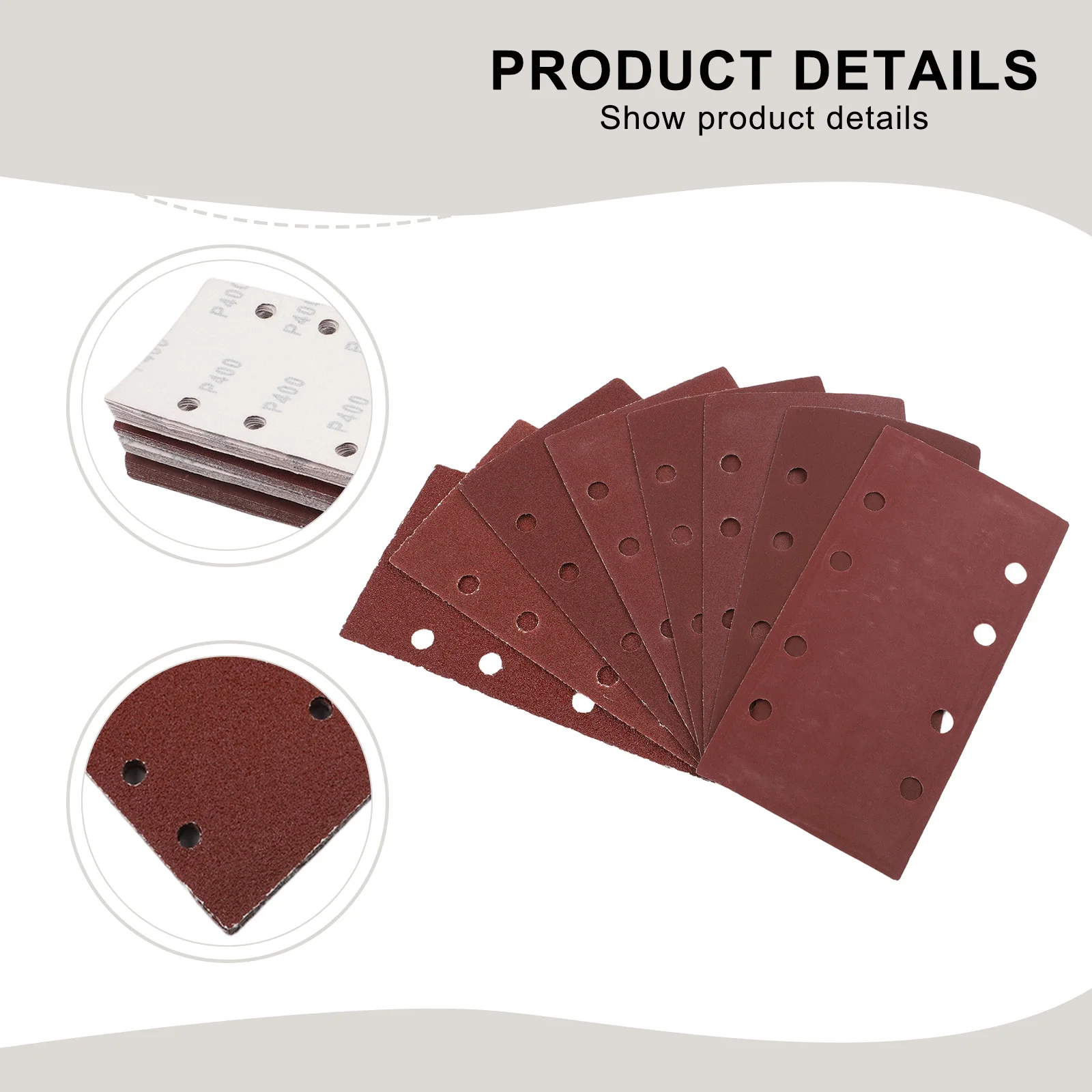 80 Piece Sanding Paper Sheets 93 by 185 mm Compatible with For Mouse For Sander 8 Hole Backed for Efficient Dust Removal