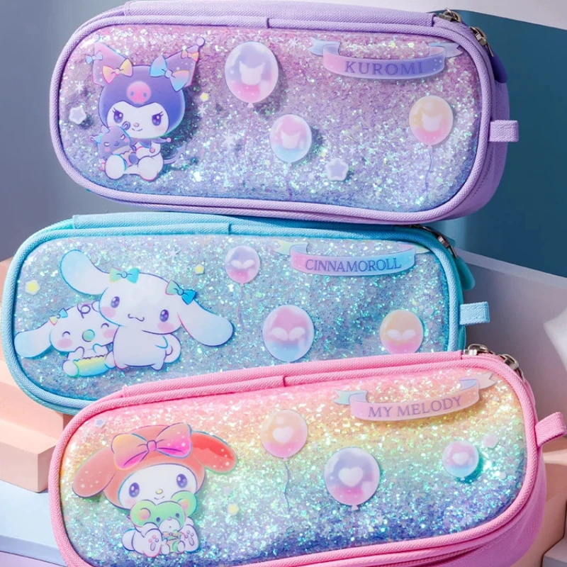

Большой пенал IiGEN Kawaii Sanrio с лазерной гравировкой, вместительный пенал Kuromi, пенал с большими ушками собаки, сумка для хранения канцелярии, пенал для учебы.