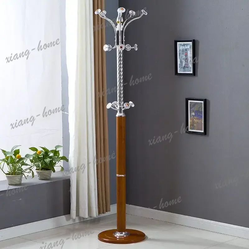 LJY Luxury Freestanding Coat Rack Solid Wood & Twisted Metal Coat Tree with Multi Hooks for Bedroom Entryway Home Storage Decor