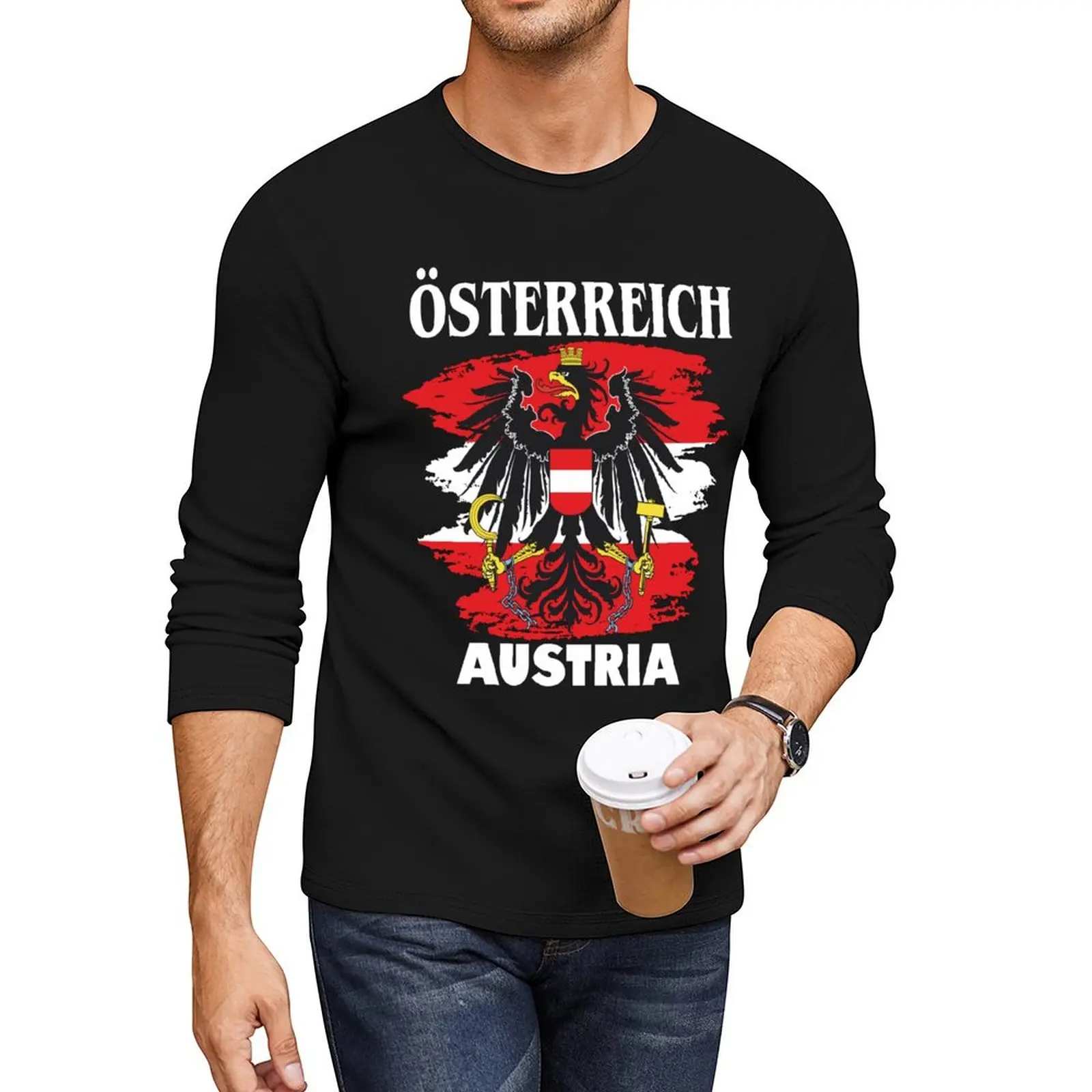 

Austria flag with eagle. Austria Red White Red Long T-Shirt oversized t shirt boys animal print shirt mens funny t shirts