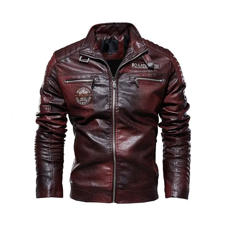 

Men's Slim Fit Fce Lined PU Leather Jaet Modern Motorcycle Sle Outerwear Faionable Men's Coat Winter Season Long Sve