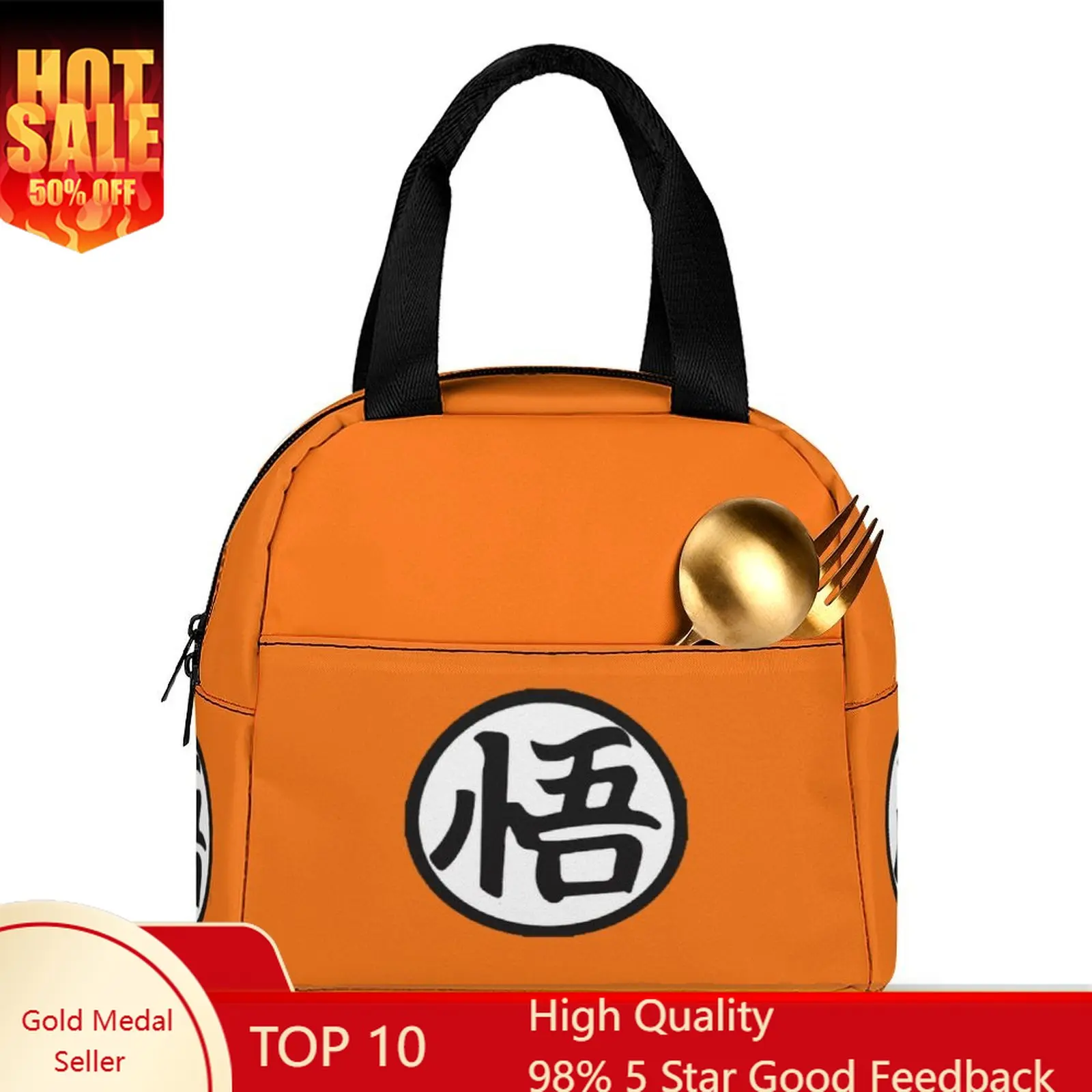 Hot Dragon Master Goku Logo Lunch Bag Cartoon Anime Thermal Handbags Insulated Pack Keep Warm Lunch Box