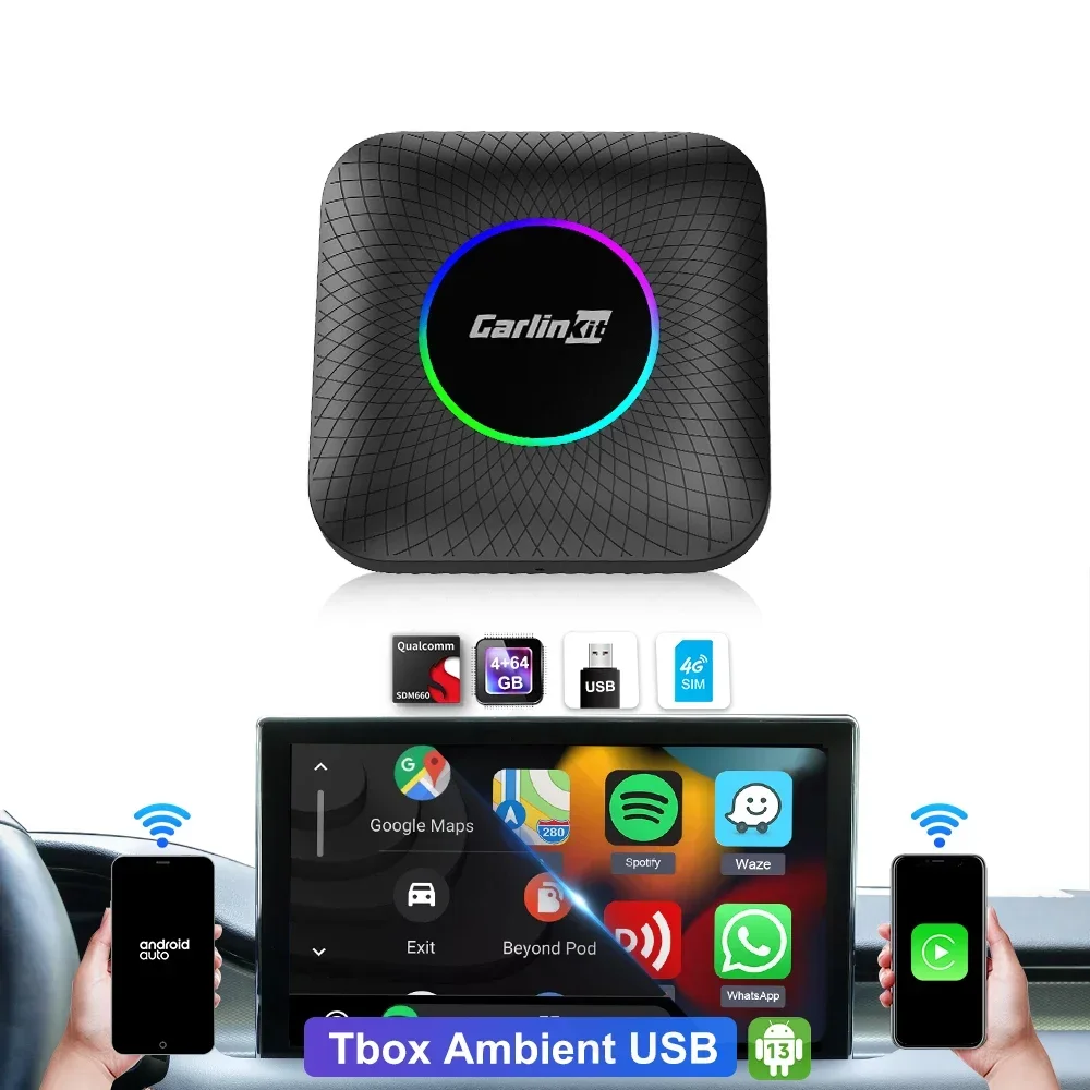 2025OEM Carlinkit carplay adapter ai box car black android 13 auto streaming dongle 4G+64G wireless carplay portable netflix you