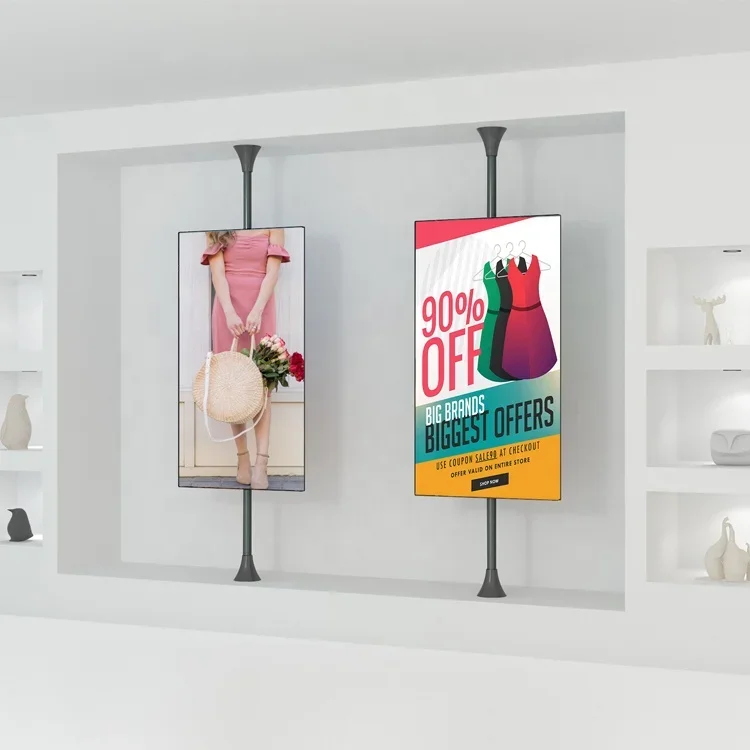 &Commercial Modular Height Extensible TV Ceiling to Floor Mount Bracket for 32-65 Inch Screens Splicing Video Wall Support