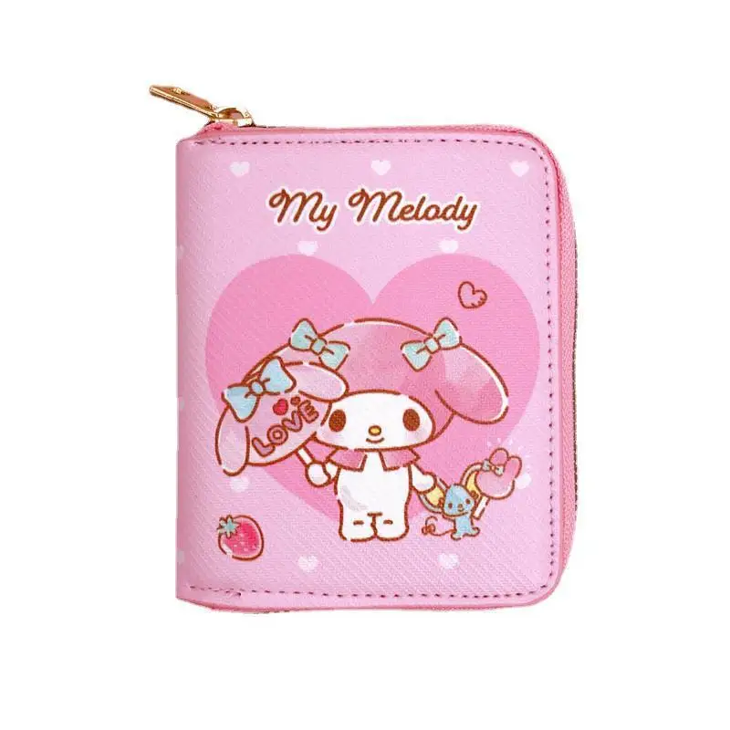 Kawaii Hello Kitty Cinnamoroll My Melody Kuromi Sanrios New Pu Casual Money Bag Coin Purse Card Holder Wallet With Buttons