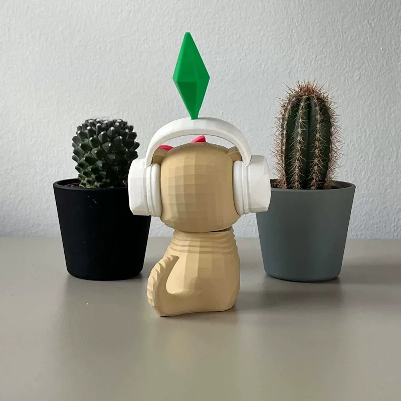 Figura Decorativa de Gato Bailarín con Auriculares de The Sims Plumbob, Adorno para el Tablero del Auto, Decoración para el Hogar y la Oficina, Accesorio para el Auto