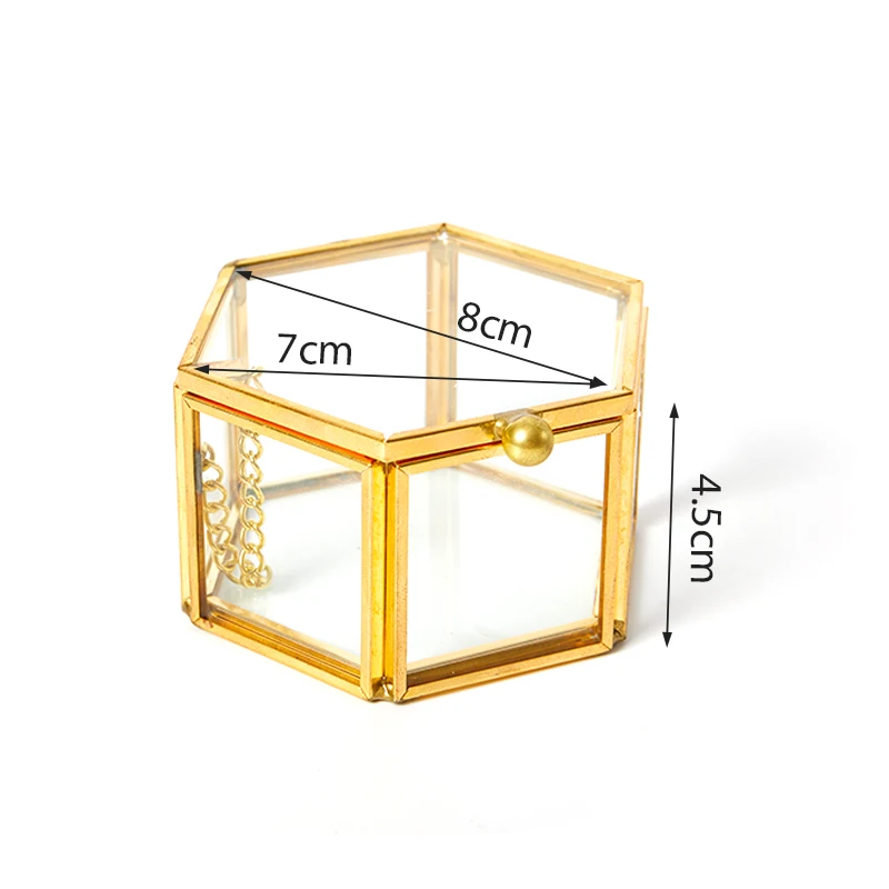 Geometrical Clear Glass Jewelry Box Jewelry Organize Holder Ring Box Necklace Bracelets Earrings Jewelry Storage Accessories