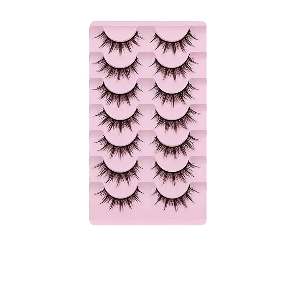 위스피 만화 속눈썹 콤보 - 자연스러운 코스프레 룩을 위한 7쌍의 위스피 & 푹신한 애니메이션 속눈썹 - 한국 및 일본 스타일