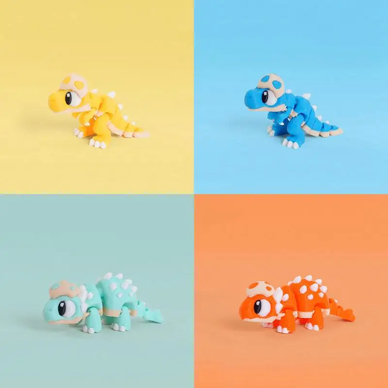 Mini 3D Printed Dinosaur Toys - Movable Joints Egg Shell T-Rex Spinosaurus Triceratops Brachiosaurus For Desktop Creative Decor