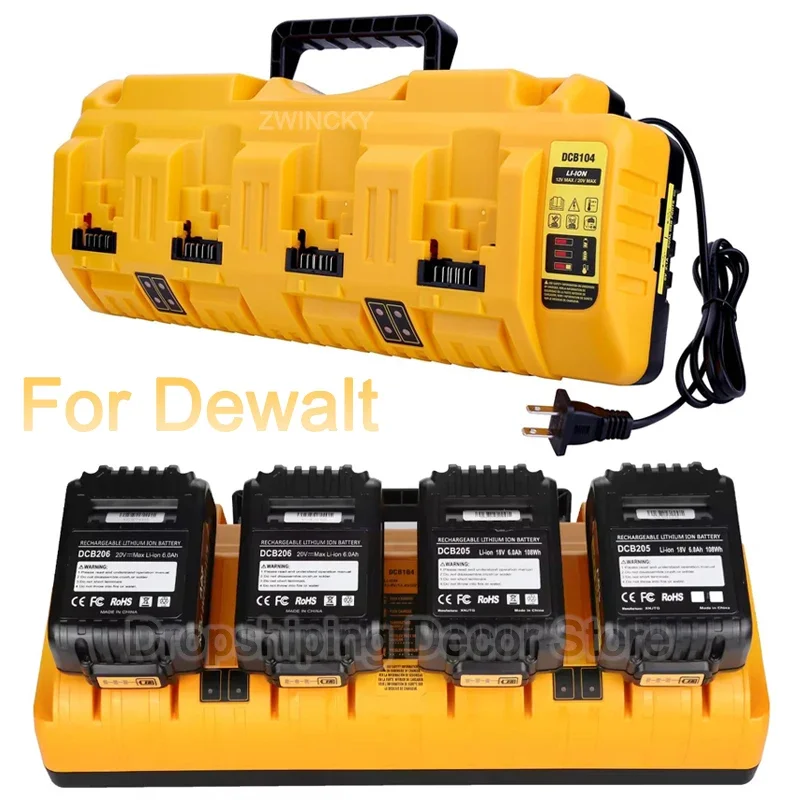 

DCB104 4 Port Li-Ion Battery Fast Charger For Dewalt 12V 14.4V 20V MAX Lithium Battery DCB107 DCB115 DCB118 DCB119 DCB102