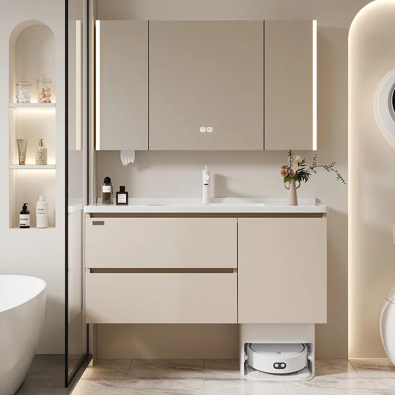 

high-end minimalist Bathroom Cabinet Washbasin multifunction modern luxury bathroom set smart mirror mobile bagno home furniture
