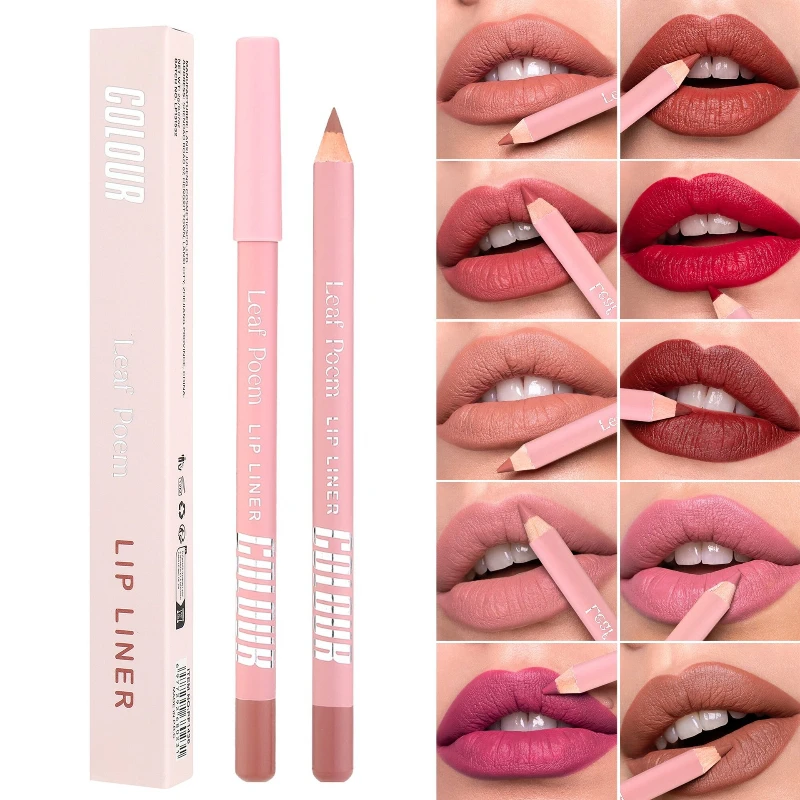 12 Colors Matte Pink Lip Liner Pencil Waterproof Long Lasting Lip Outline Pen Non-fade Smooth Wood Lipstick Makeup Cosmetic