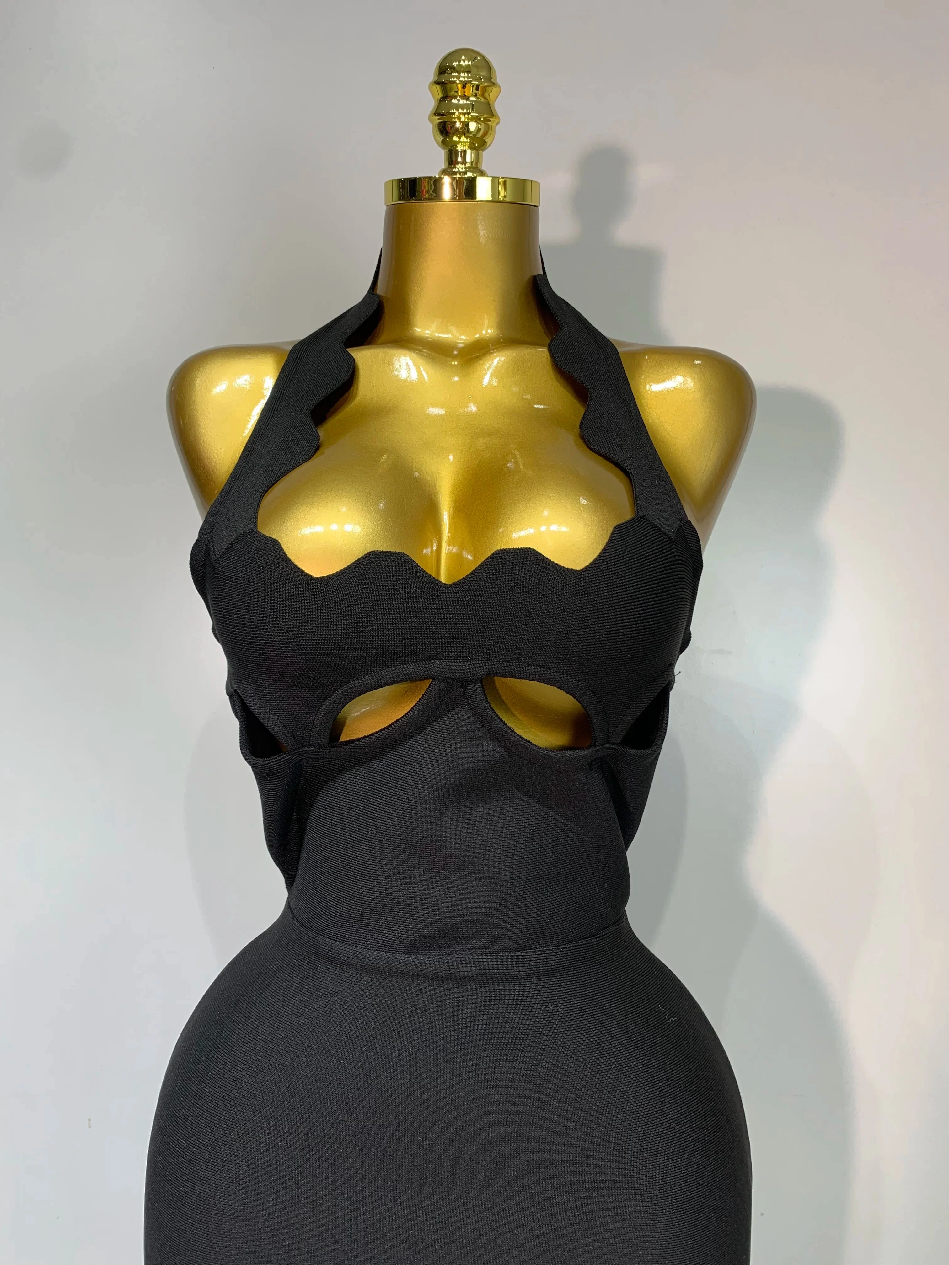 Women Halter Neck Sexy Cut Out Backless Bandage Long Dress Celebrity Elegant Evening Party Luxury Birthday Nightclub Dress