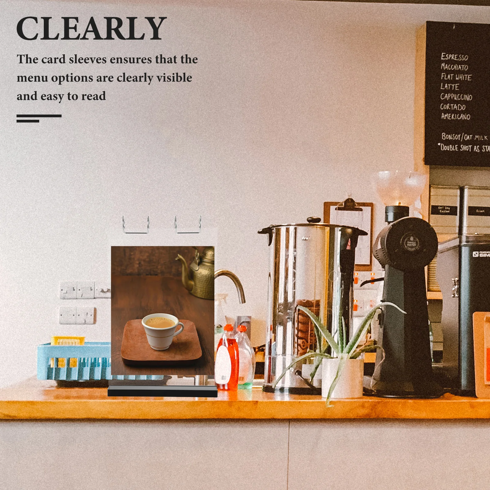 

Acrylic Menu Stand A4 Black Sign Holders Double Sided Flip Page Sign Holder Poster Rack 6 Card Sleeves Storage
