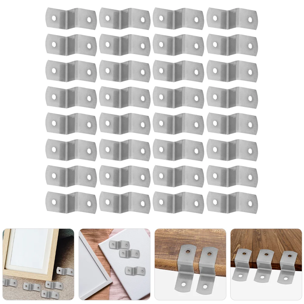

50 Pcs Corner Code Hardware Hook Picture Frame Canvas Clips Photo Fasteners Brackets up Offset Iron for Framing Shelf Z