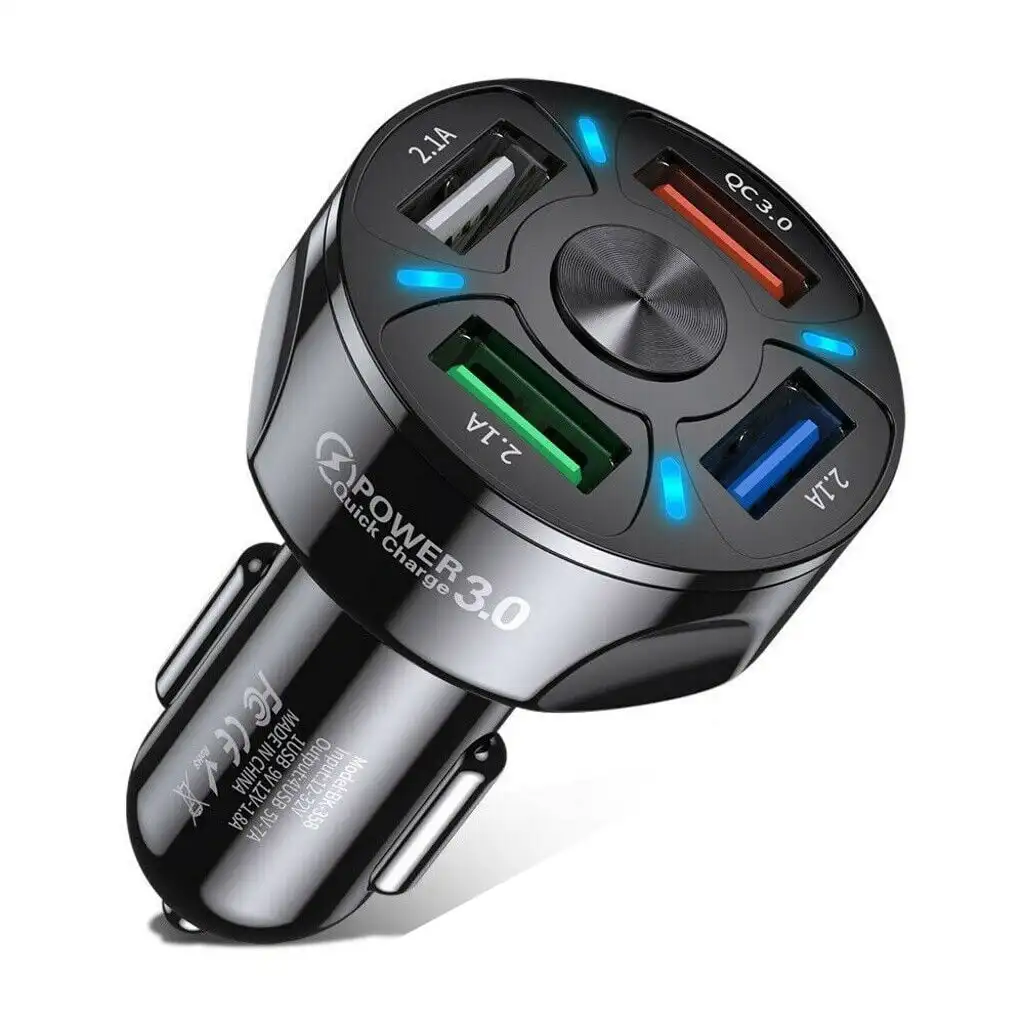 

4-Port USB Quick Charge Car Charger, Cigarette Lighter Plug, Suitable for Smartphones and Mobile Devices（4pcs)