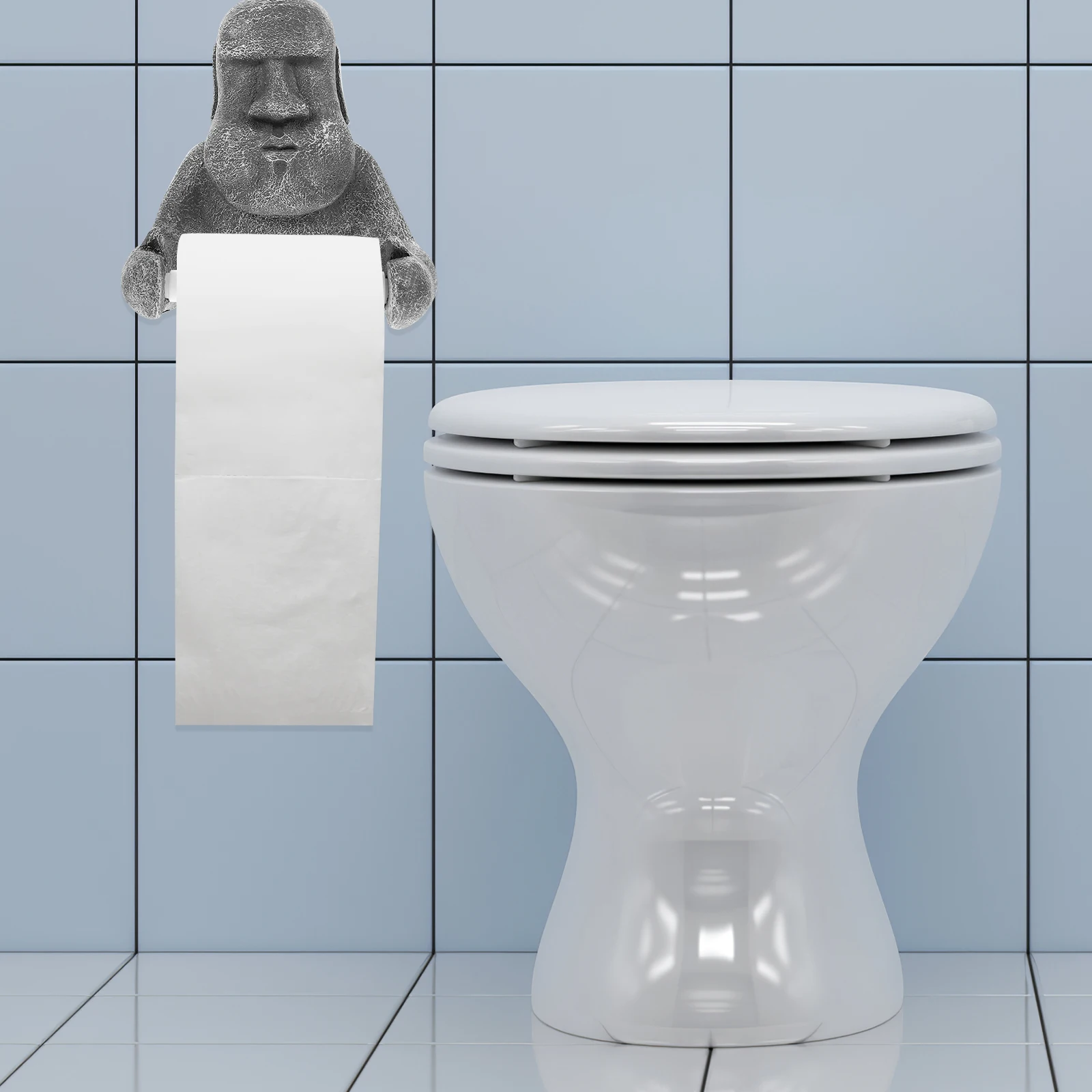 

Moai Statue Paper Towel Holder Resin Material Creative Desktop Decor Stable Structure Easy Access Bathroom Kitchen
