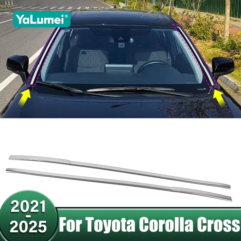 

Stainless Car Front Window Trim Head Decoration Trim Sticker Accessories For Toyota Corolla Cross XG10 2021-2024 2025 Hybrid