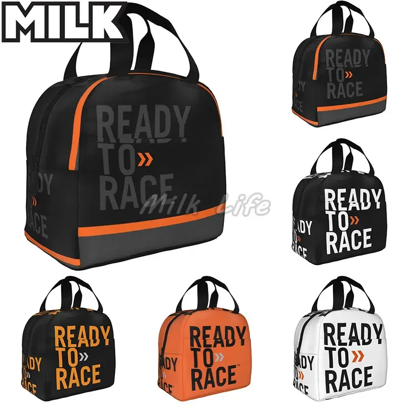 

Ready To Race Logo Insulated Lunch Tote Bag Racing Sport Motorcycle Rider Portable Thermal Cooler Bento Box Work School Travel