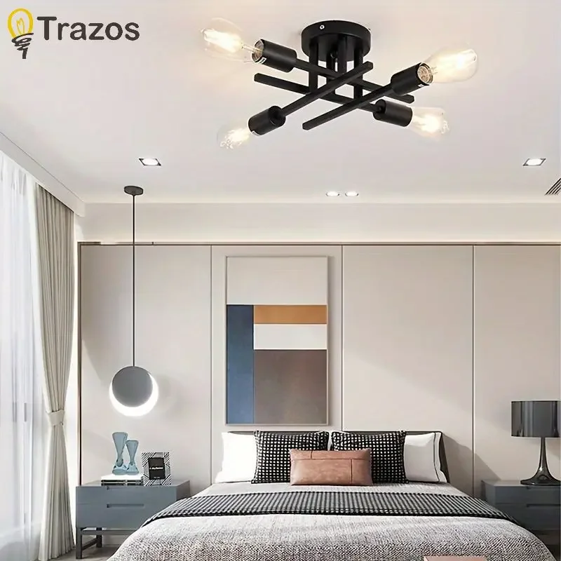 Nordic Industrial Wind Iron Art Ceiling Light Cross-Border E-Commerce Bedroom Study Room Light Creative Personality Simple LED