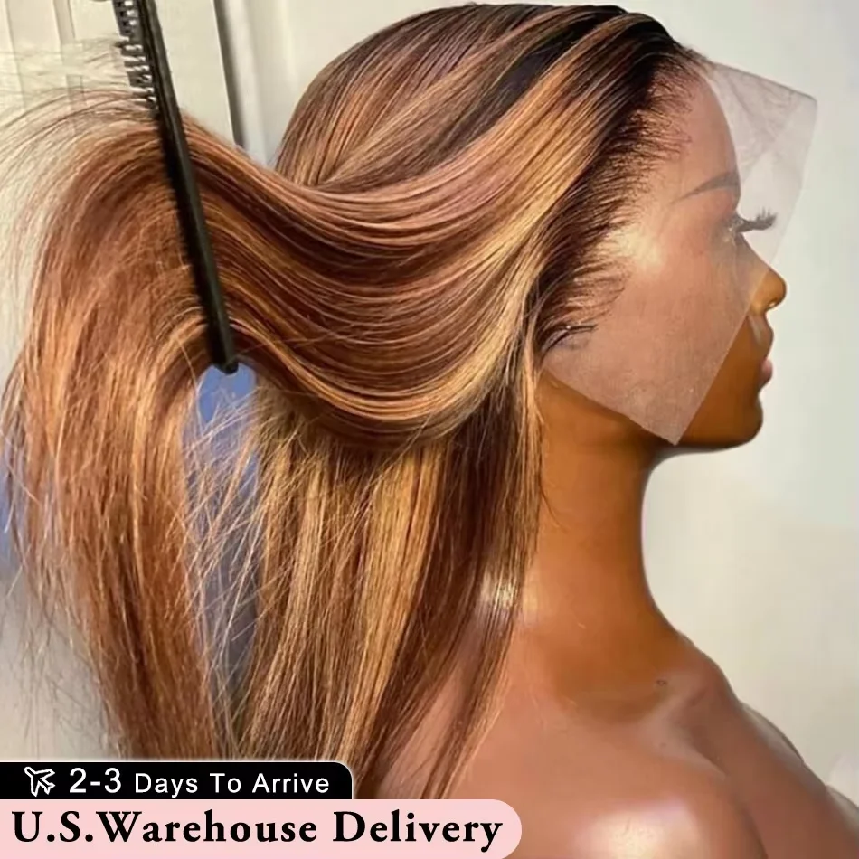 

40 Inch Highlight Ombre Bone Straight Human Hair Wig 13x6 HD Lace Frontal Wig Colored 360 Full Lace Front 100% Human Hair Wigs