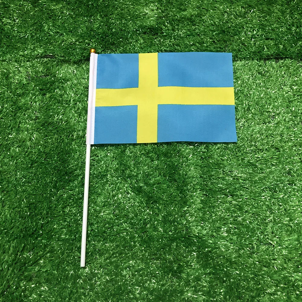 (SKY FLAG) Schwedische Handflagge 14x21cm Polyester Doppelseitige Durchdringung Schwedische Handflagge zur Dekoration – Detail 3