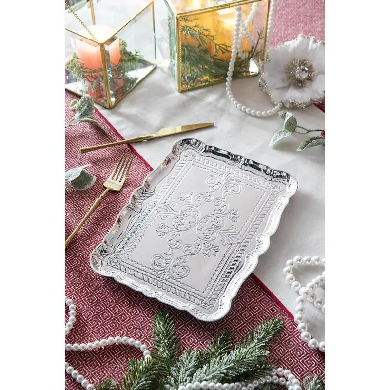 6 عبوات من ألواح الشاحن البلاستيكية، 11.8 × 9.1 بوصة، ديكور طاولة متين للحفلات والمناسبات #4