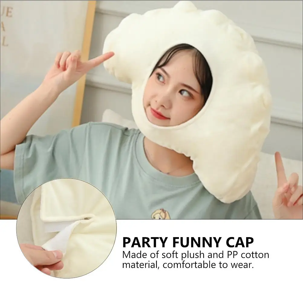 Dumpling Shaped Headgear PP Cotton Party Hat Funny Costume Beige Color Adult Kids Carnival Accessories Birthday Supplies
