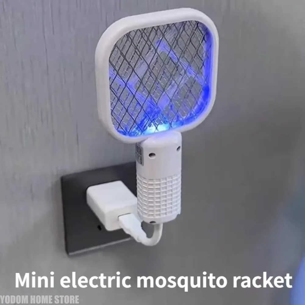 2-in-1 USB Mosquito Killer Lamp Electric Mosquito Swatter Purple Light Mosquito Trap Portable Insect Killer for Home Outdoor Cam