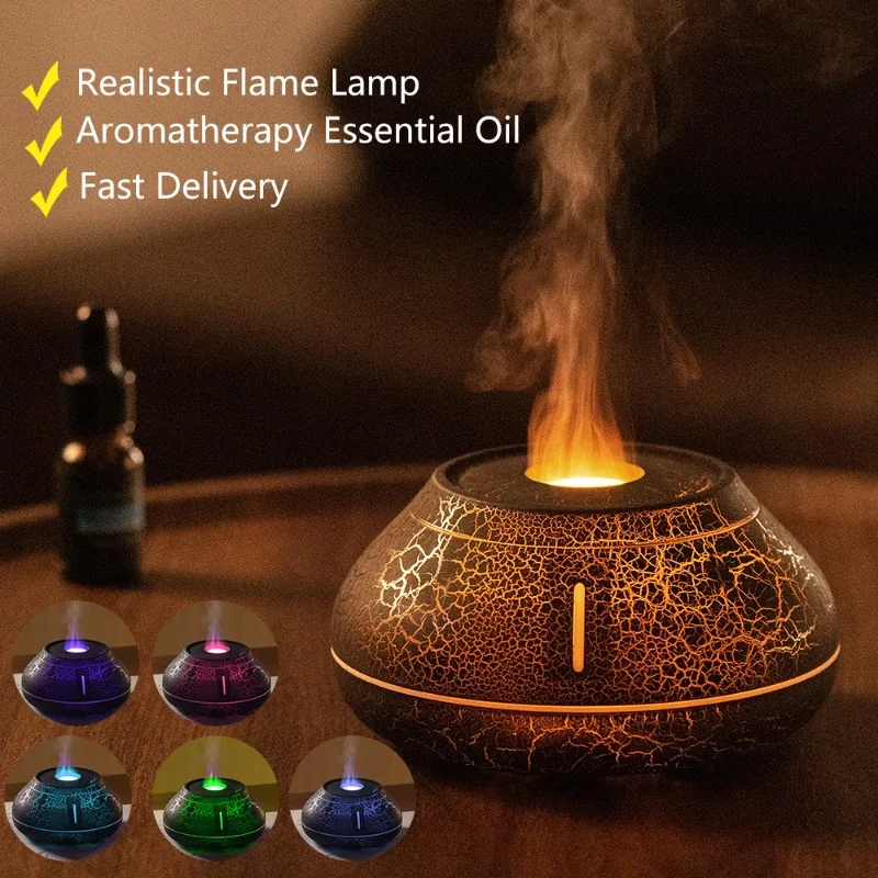 Colorful Flame Aroma Diffuser,Simulated Sprayer,Home Fragrance Atmosphere Light Humidifier Desktop Creativity Incense Burners