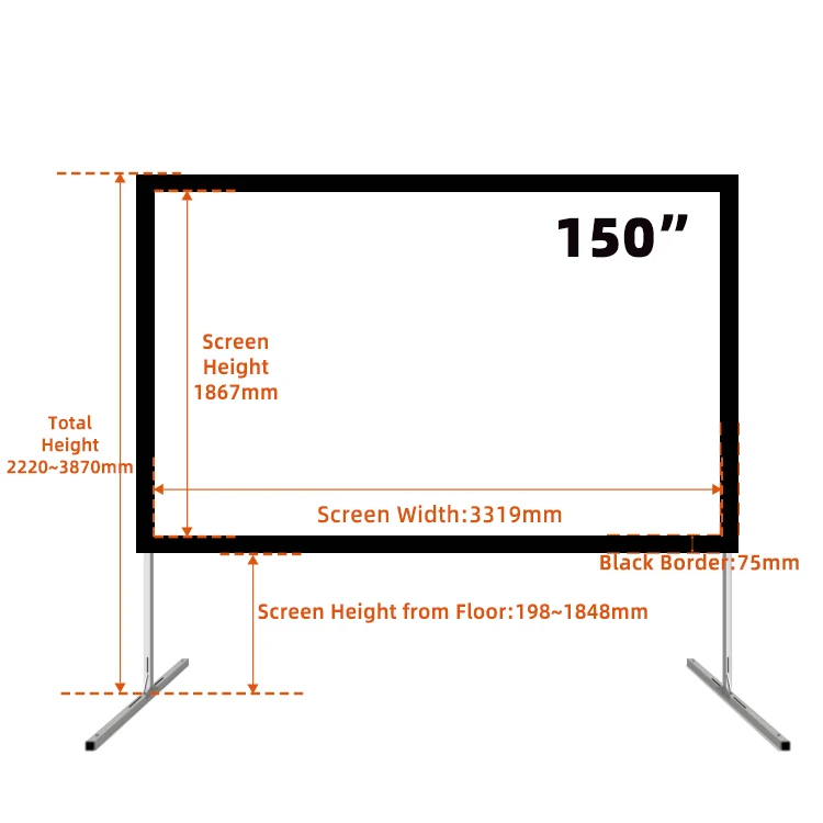 2026150-inch Outdoor Projector Screen with a Stand   High-definition 4K Front and Back Projection   Suitable for Outdoor Project