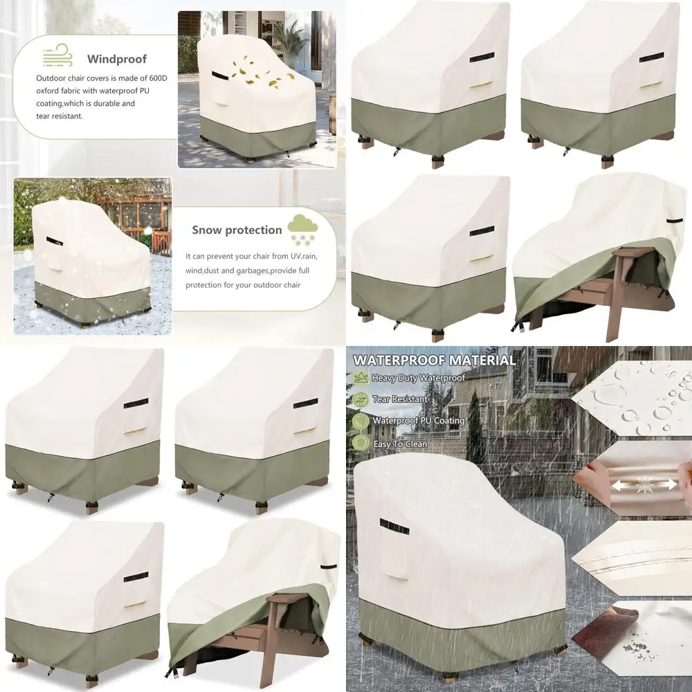 

4-Pack 32W x 35D x 36H Waterproof 600D Adirondack Chair Covers for Outdoor Lawn & Garden Furniture